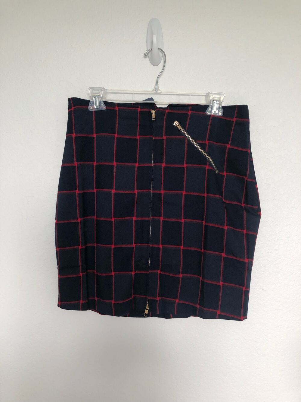 Uniq Navy and Red Plaid Mini Academia School Skirt - L
